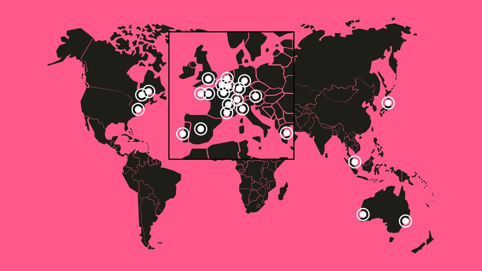 tnsontour carte du monde indiquant les points de tournée de LACRIMA